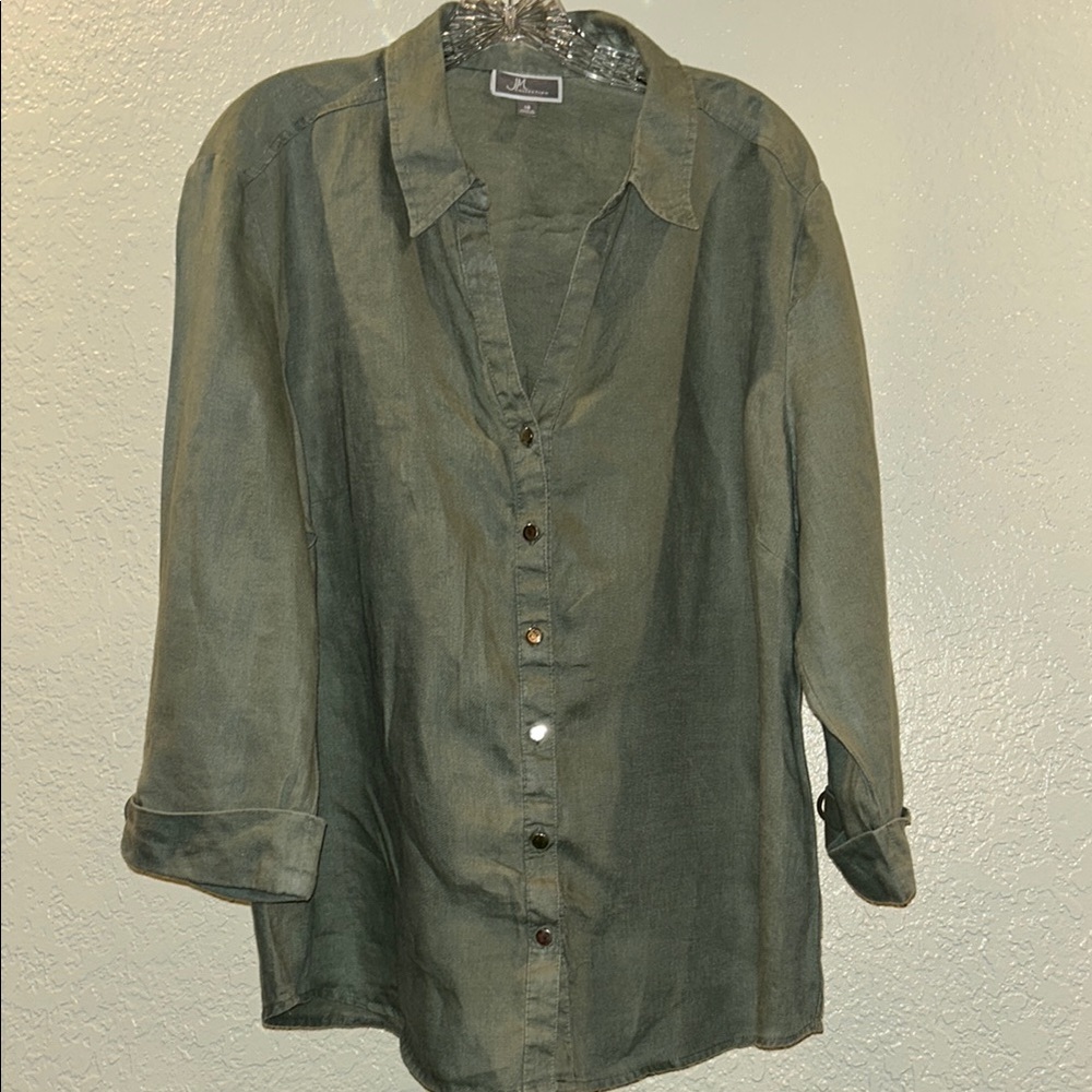 JM Collection Green Casual Blouse